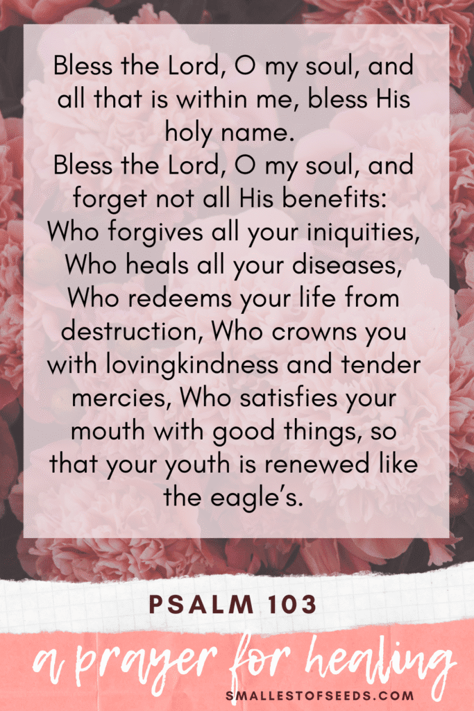 prayer card showing psalm 103