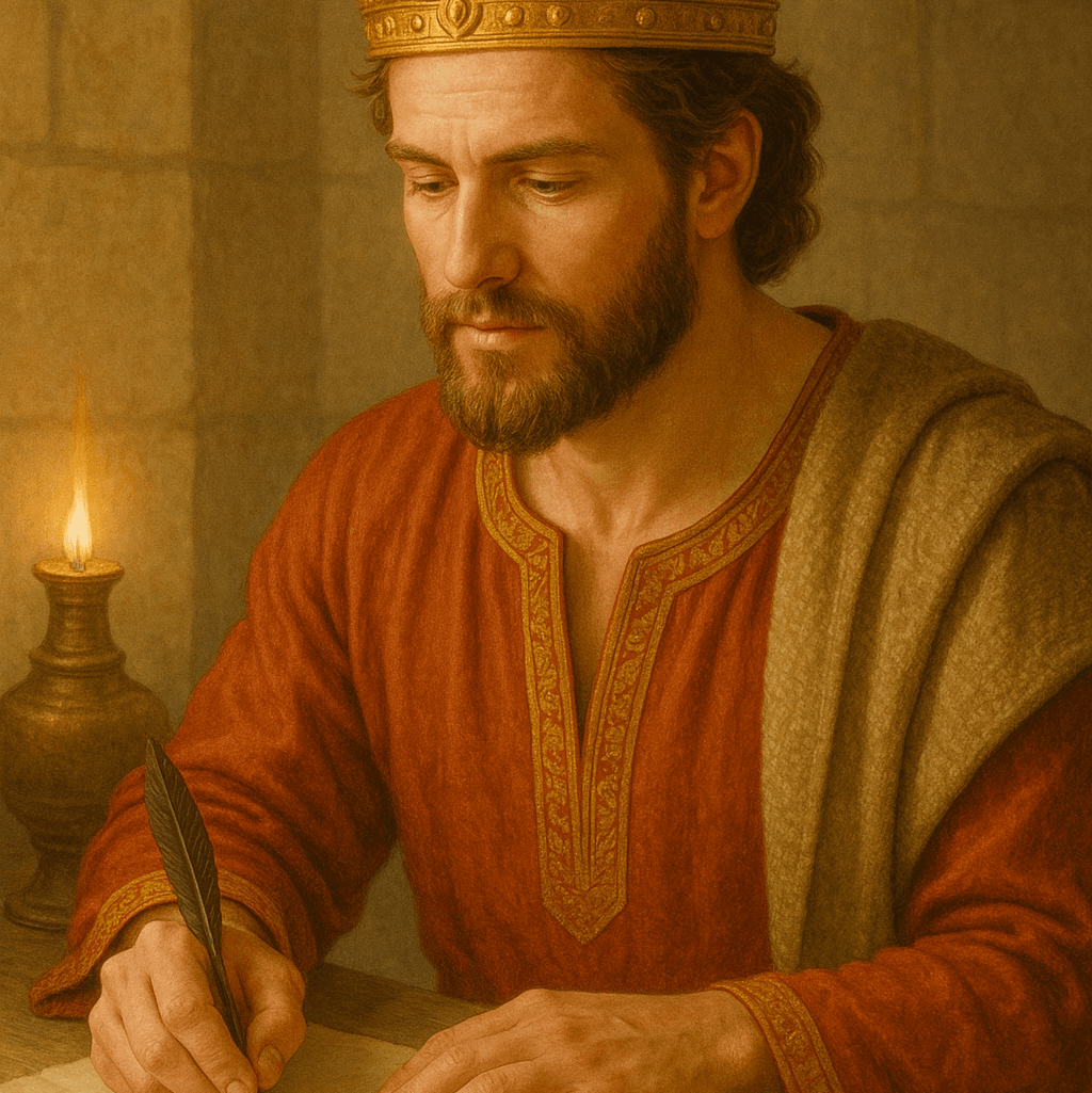 david writing a psalm