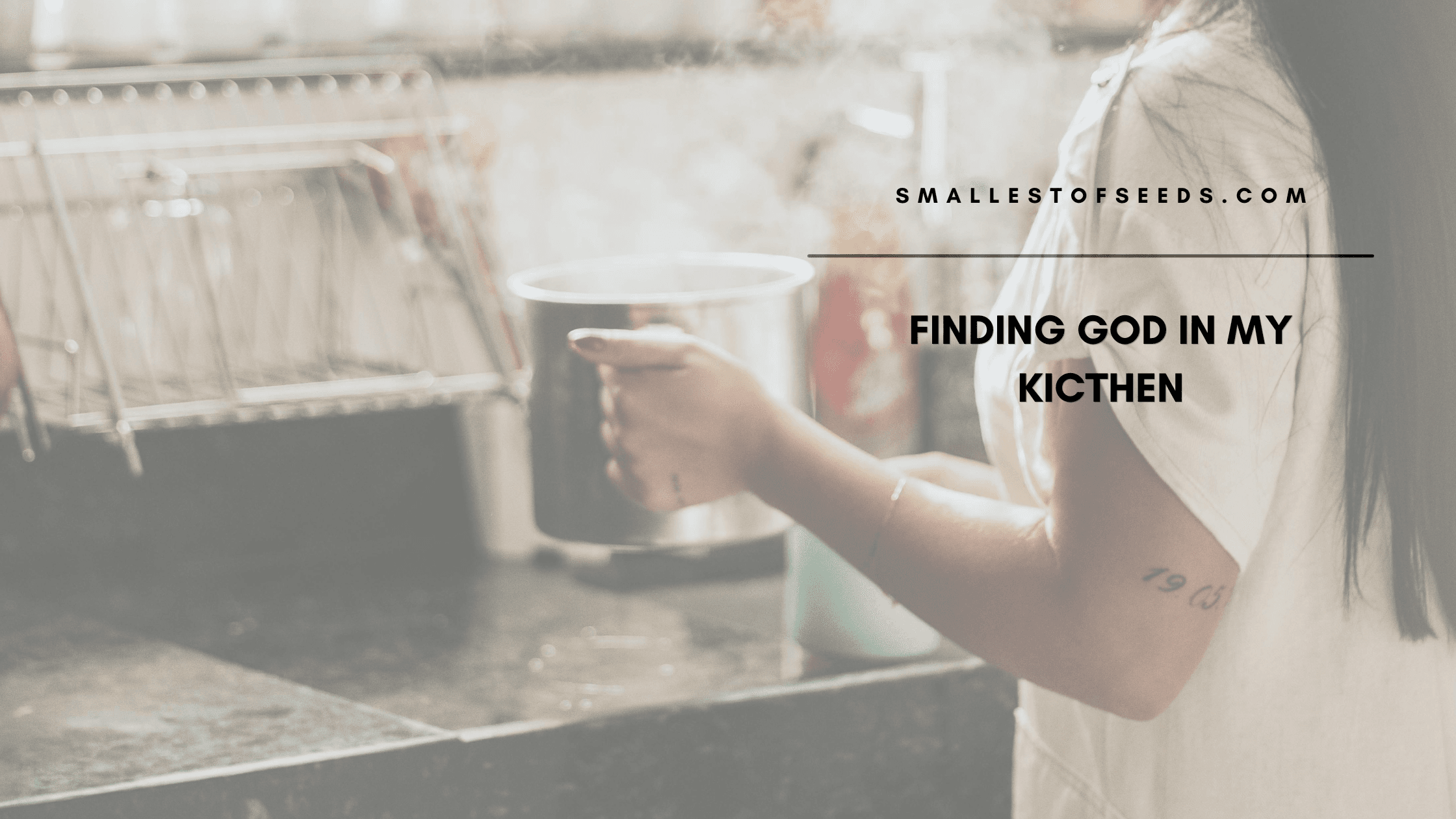 Finding god in my kitchen blog post banner Four Ways to Make Mercy the Heart of Our Homes how to find god in everyday life