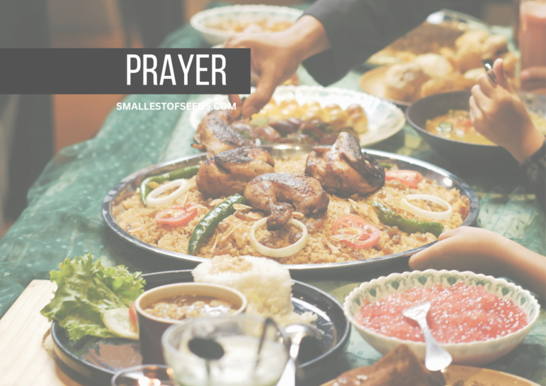 Family meal, family prayers, grace before meals
