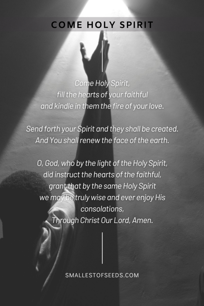 Come Holy Spirit invocation Prayer Cards Printables and Resources